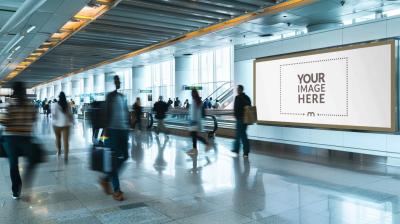 Airport Terminal Advertising Billboard and Signage Mockup