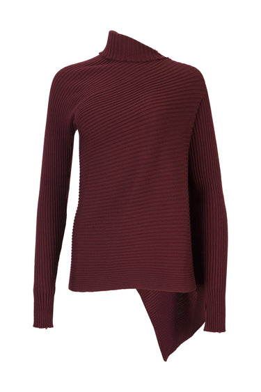 BURGUNDY MERINO DRAPED JUMPER marques almeida