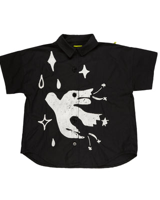 BLACK OVERSIZED SHIRT WITH EMBROIDERY ma kids