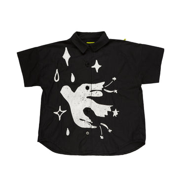BLACK OVERSIZED SHIRT WITH EMBROIDERY ma kids