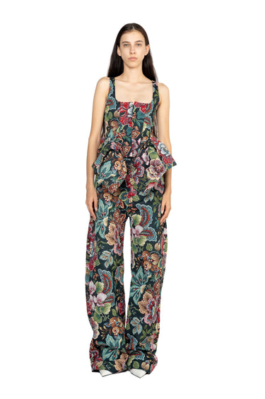BLACK FLORAL BROCADE BOYFRIEND TROUSERS marques almeida
