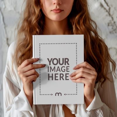 Book Cover Mockup Held By Woman Writer