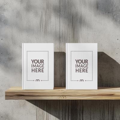 Two Book Covers Mockup on Wooden Shelf