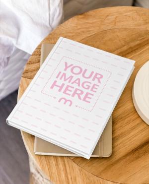 Book Lying on Bedroom Table Mockup Generator
