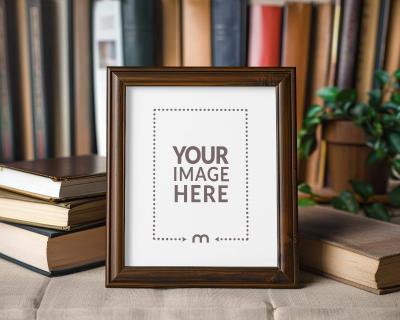 Brown Wooden Photo Frame Mockup