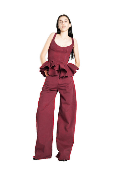 BURGUNDY DRILL BOYFRIEND JEANS marques almeida