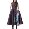 BURGUNDY FLOWER PRINTED CAP SLEEVE DRESS marques almeida
