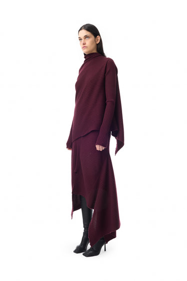 BURGUNDY MERINO KNIT SKIRT marques almeida
