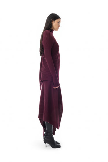 BURGUNDY MERINO KNIT SKIRT marques almeida