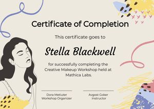 Certificate Of Completion Makeup Workshop