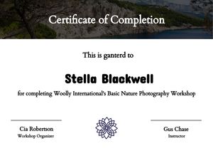 Certificate Of Completion Nature Photography Workshop