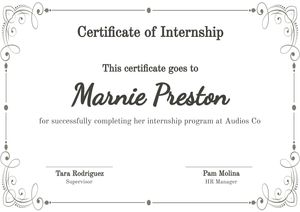Certificate Of Internship Template
