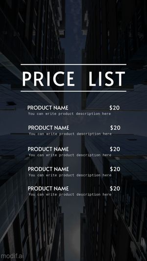 Dark Price List Template For Instagram Story