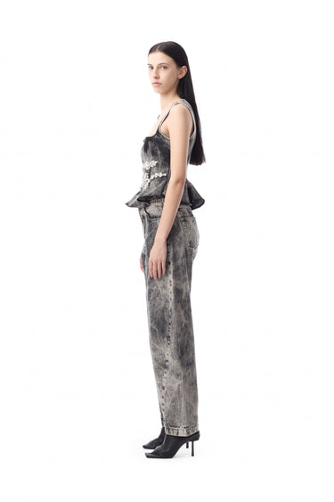 DENIM GREY ACID WASH EMBELLISHED CORSET marques almeida