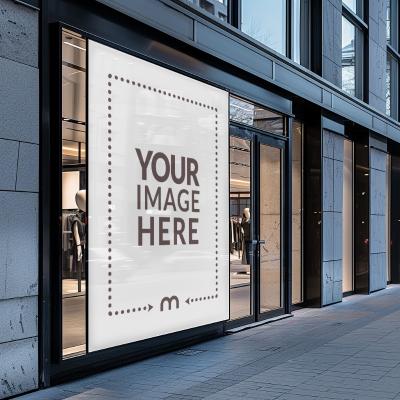 Digital Banner and Signage Mockup for Outdoor Shopping Area