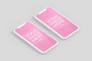 Double Isometric Clay iPhone Mockup