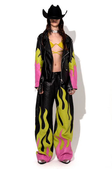 FLAME LEATHER BIKER JACKET marques almeida