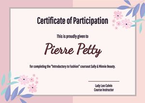 Floral Certificate of Participation Template
