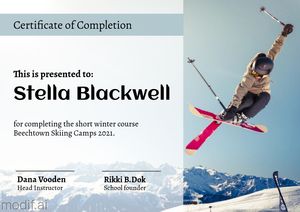 Free Certificate Of Completion Winter Course Skiing