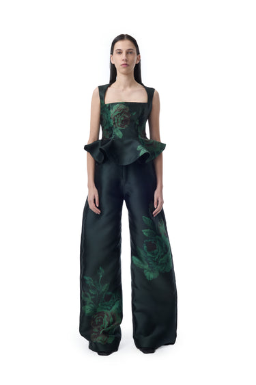 GREEN FLOWER PRINTED BOYFRIEND PANTS marques almeida