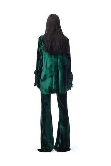 GREEN VELVET SHIRT WITH CUFF METAL RING marques almeida