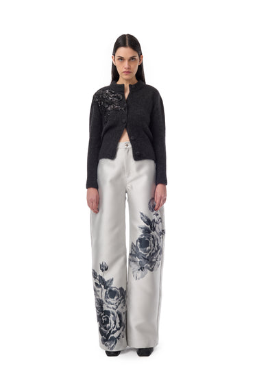 GREY FLOWER PRINTED BOYFRIEND PANTS marques almeida