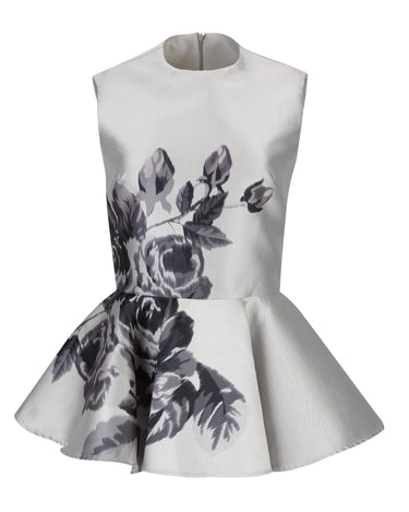 GREY FLOWER PRINTED PEPLUM TOP marques almeida
