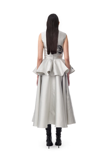 GREY FLOWER PRINTED PEPLUM TOP marques almeida