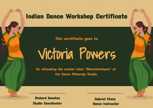 Indian Dance Workshop Certificate