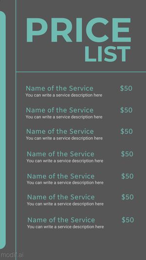 Instagram Stories Price List Template With Dark Background