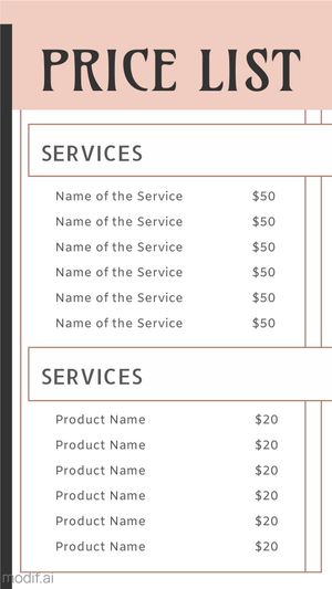 Instagram Stories Price List Template With Light Details