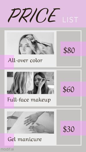 Instagram Story Price List Template for Beauty Master