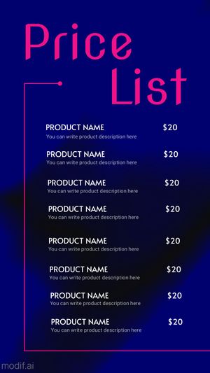 Instagram Story Price List Template With Dark Background