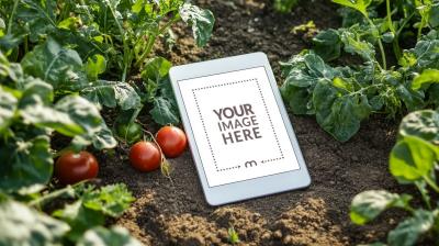 iPad Mockup in Farm for Agricultural Products 