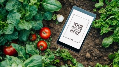 iPad Mockup on Farm for Agriculture Product Presentation