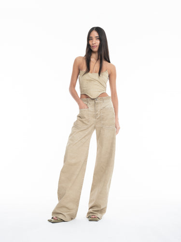 KHAKI BOYFRIEND STYLE JEANS WITH PATCH POCKETS marques almeida