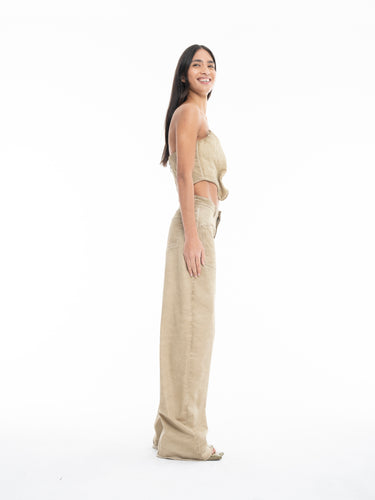 KHAKI BOYFRIEND STYLE JEANS WITH PATCH POCKETS marques almeida