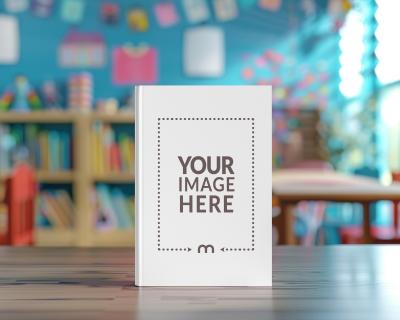 Kids Book Cover Mockup with Kindergarten Background