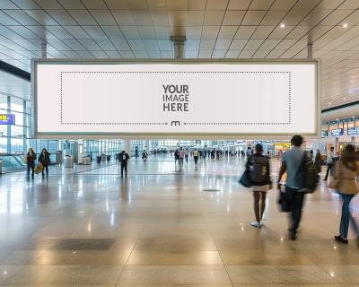 Large Overhead Screen Mockup for Airport Terminal
