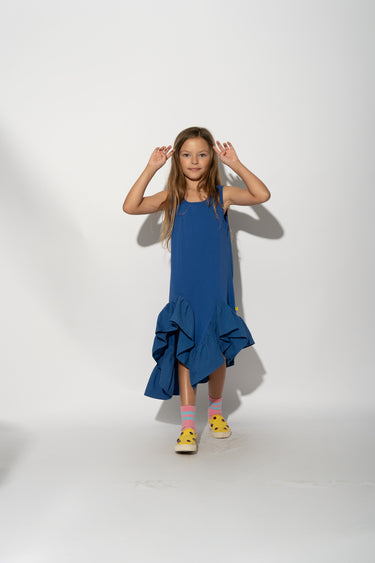 NAVY SLEEVELESS FLOUNCE DRESS makids