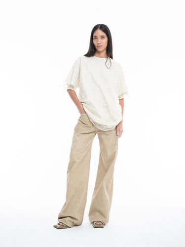 OFF-WHITE RELAXED FIT TSHIRT WITH LACE OVERLAYER marques almeida