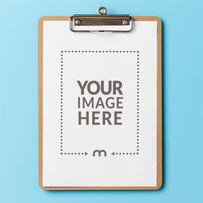 Paper Mockup on a Clipboard on Blue Background