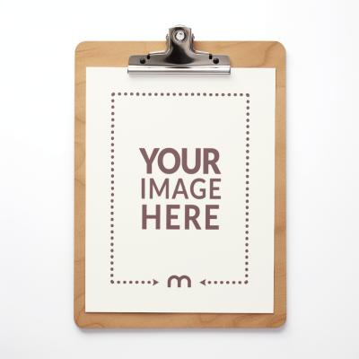 Paper Mockup on Clipboard in Isolated Background