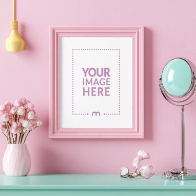 Pink Frame Mockup with Gen Z Minimalist Pink Theme