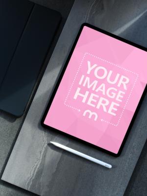 Portrait iPad Pro on Desk Mockup Generator