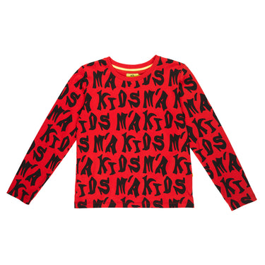 RED LONG SLEEVE WITH M´A KIDS ALLOVER ma kids