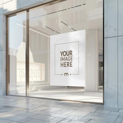 Window Sign Mockup Outdoor of Office and Shops