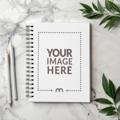 Top View of Notebook Cover Mockup for Corporate Design