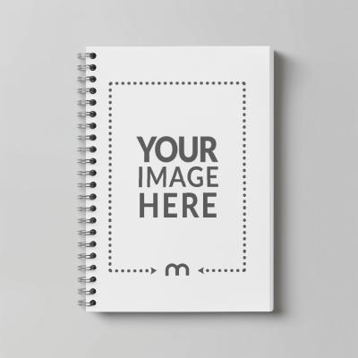 Top View of Notebook Mockup Generator in Isolated Background