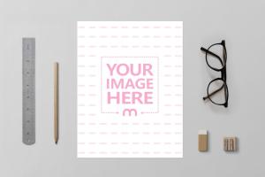 US Letterhead on Desk Mockup Template